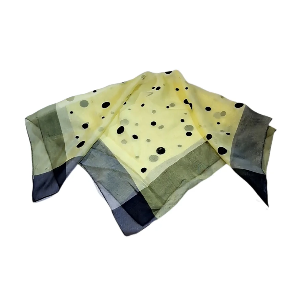 Polka Dot Sheer Scarf - Yellow & Black